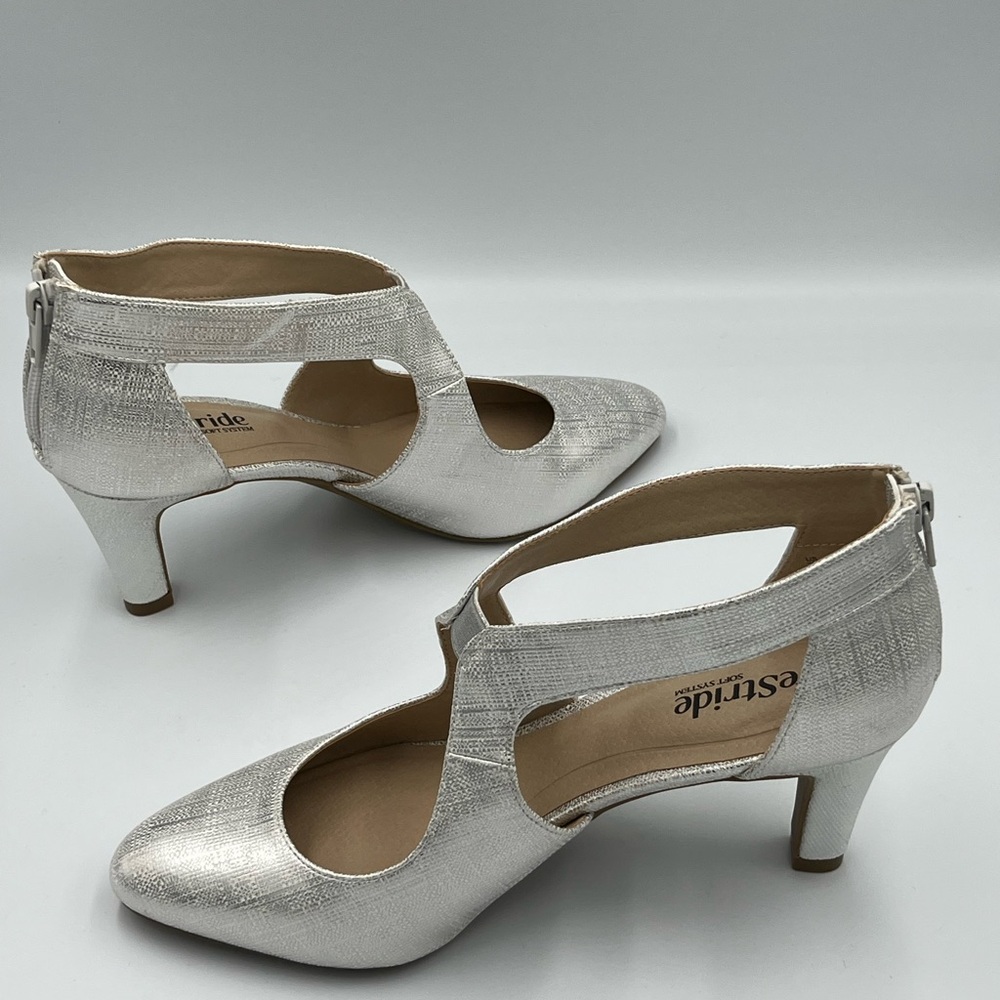 LifeStride Giovanna 2 Heeled Shoes Dressy Pumps Formal Prom Women’s 8.5 Silver - Picture 4 of 8